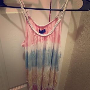 Crinkled braided rainbow tank top. Slimming!!